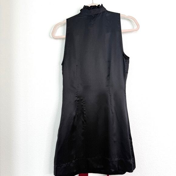 Ted Baker London Black Ruffle Silk Dress with Burgundy Bow Detail Size 4 (1) - Picture 9 of 11